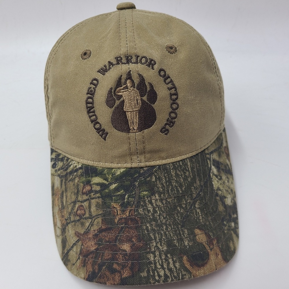 Wounded Warrior Outdoors Hat Strapback (Fits‎ Small) Brown Camo Brim Casual Men